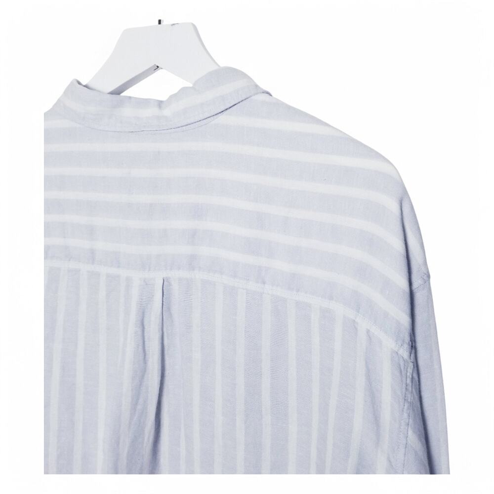 GAP 100% Linen Cropped Shirt Light Blue & White - Size XL - Picture 6 of 8